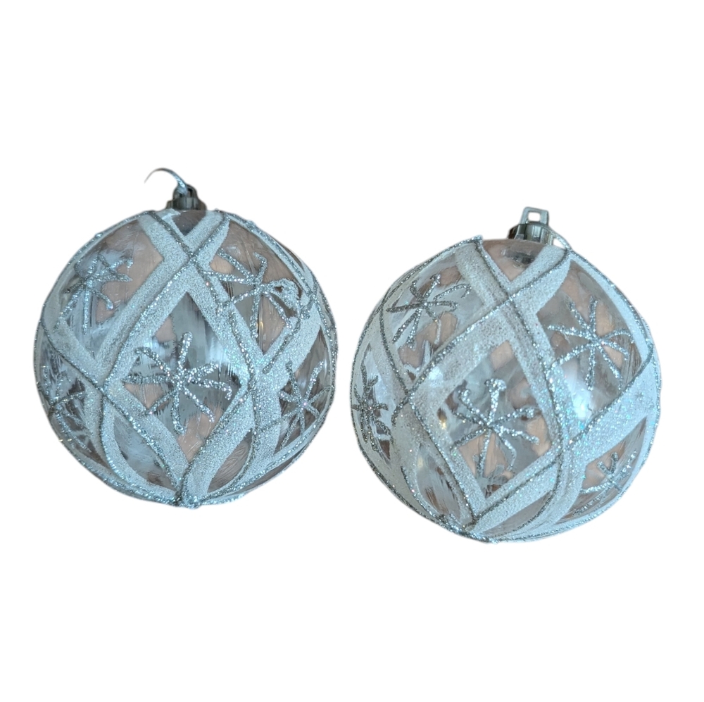 FREE! Silver Glitter Plastic Ornaments